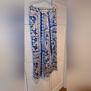 Joie Blue and White Wide Leg Pants